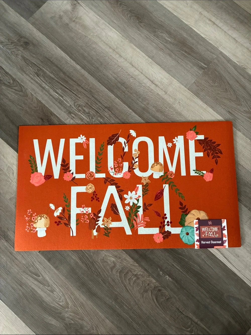 NWT- Welcome Fall- Floral Harvest Doormat w/ Anti Skid Rubber Back 16x28